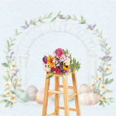 Lofaris Painted Colored Eggs Plant Floral Arch Easter Backdrop