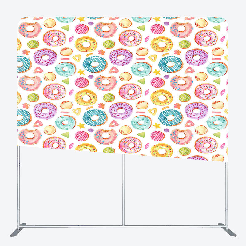 Lofaris Painted Colorful Donuts Birthday Pillow Case Backdrop