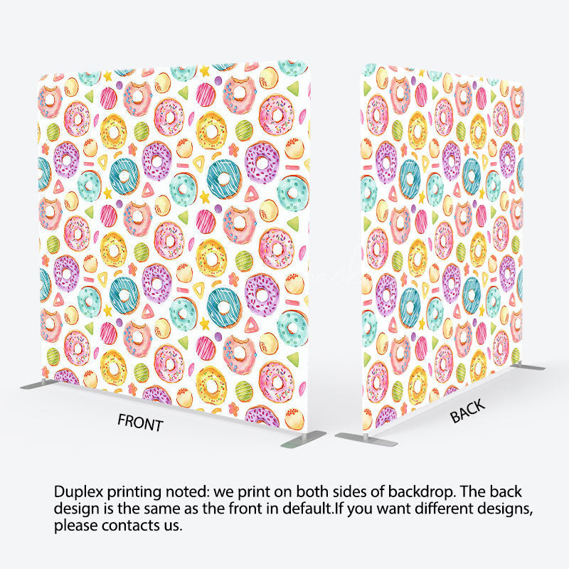 Lofaris Painted Colorful Donuts Birthday Pillow Case Backdrop