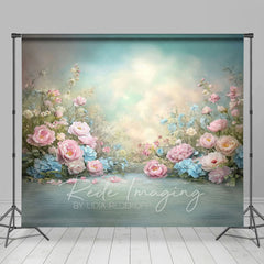 Lofaris Painted Colorful Pastel Florals Photography Backdrop