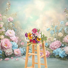 Lofaris Painted Colorful Pastel Florals Photography Backdrop