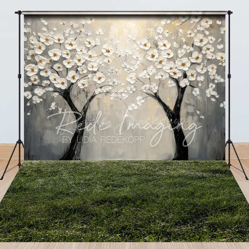 Lofaris Painted Floral Tree Grass Field Combo Set Backdrop