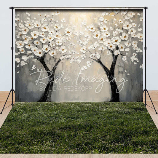 Lofaris Painted Floral Tree Grass Field Combo Set Backdrop