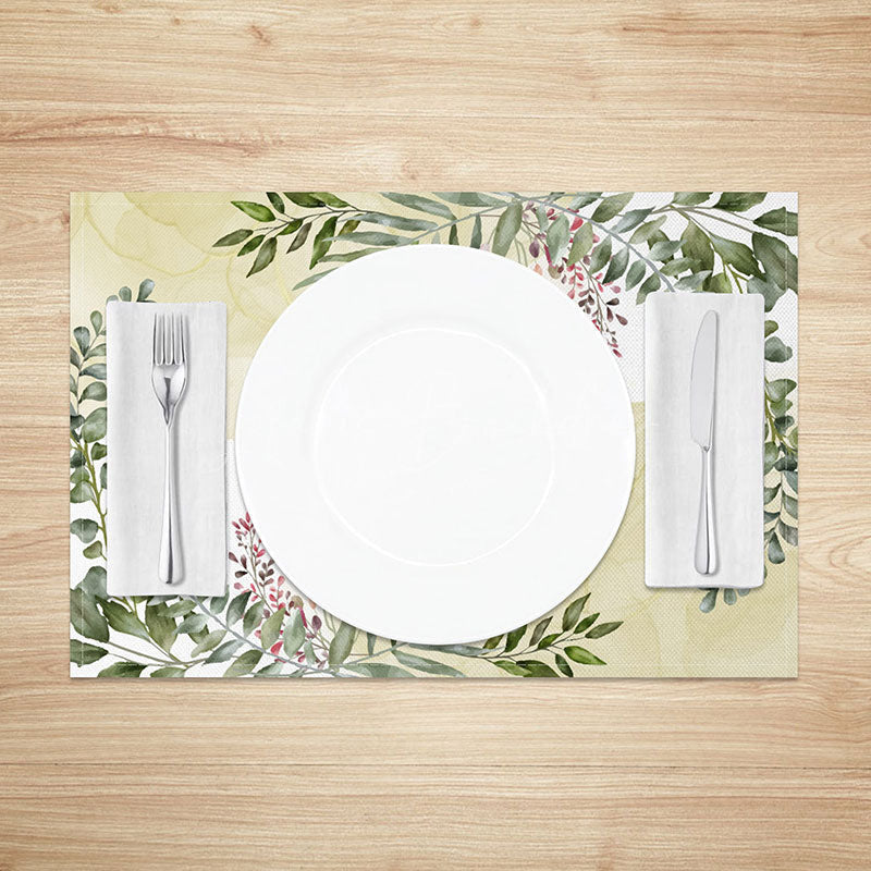 Lofaris Painted Green Leaf Placemats Set of 4 for Boho and Botanical Themed Kitchen Dining Table Decor