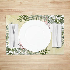 Lofaris Painted Green Leaf Placemats Set of 4 for Boho and Botanical Themed Kitchen Dining Table Decor
