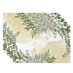Lofaris Painted Green Leaf Placemats Set of 4 for Boho and Botanical Themed Kitchen Dining Table Decor