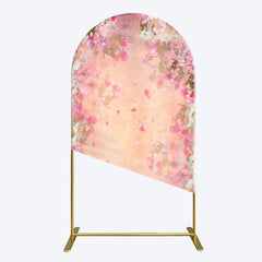 Lofaris Painted Pink Floral Leaves Birthday Arch Backdrop