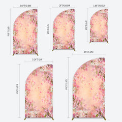 Lofaris Painted Pink Floral Leaves Birthday Half Moon Arch Backdrop