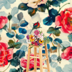 Lofaris Painted Pink Spring Florals Leaves Photo Backdrop