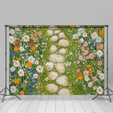 Lofaris Painted Plant Floral Stone Garden Path Photo Backdrop
