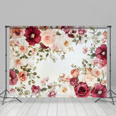 Lofaris Painted Red Pink Spring Florals Photography Backdrop