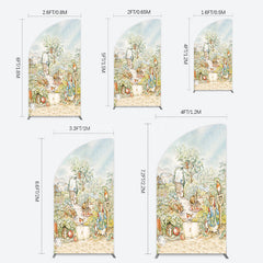 Lofaris Painted Rural Farmland Mr Bunny Birthday Half Moon Arch Backdrop