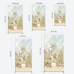 Lofaris Painted Rural Farmland Mr Bunny Birthday Rectangle Backdrop