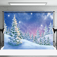 Lofaris Painted Snowy Winter Field Forest Scene Backdrop
