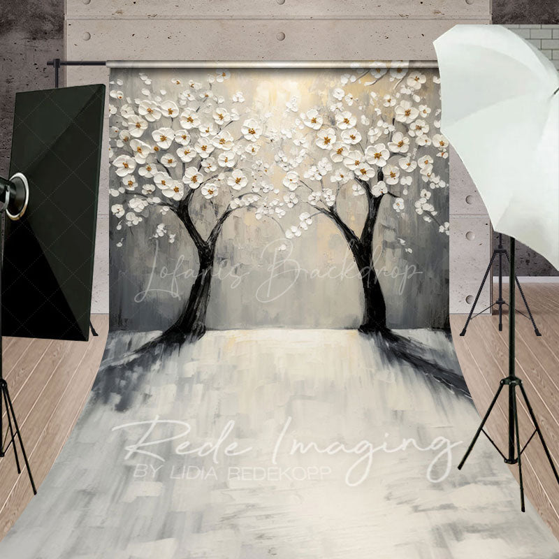 Lofaris Painted Spring Blossoms Tree Fine Art Sweep Backdrop