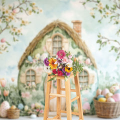 Lofaris Painted Spring Trees Egg Bunny Hutch Easter Backdrop