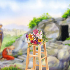 Lofaris Painted Stone Grave Greenery Spring Easter Backdrop
