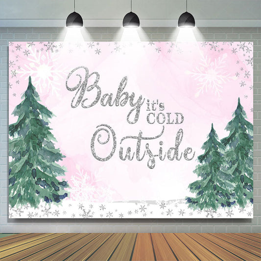 Lofaris Painted Tree Snowflake Baby Its Cold Outside Backdrop
