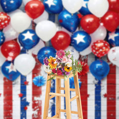 Lofaris Painting Blue White Red Stripes July 4th Backdrop