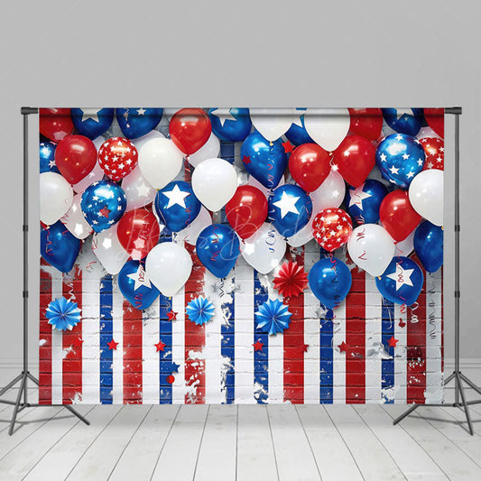 Lofaris Painting Blue White Red Stripes July 4th Backdrop