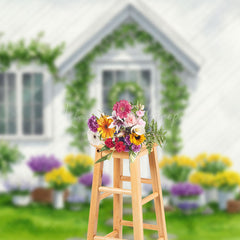 Lofaris Painting Spring White House Greenery Photo Backdrop