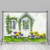 Lofaris Painting Spring White House Greenery Photo Backdrop
