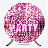 Lofaris Pajama Party Round Backdrop for Girls Birthday Pink Sequin Disco Theme Fun Slumber Photo Booth Decor