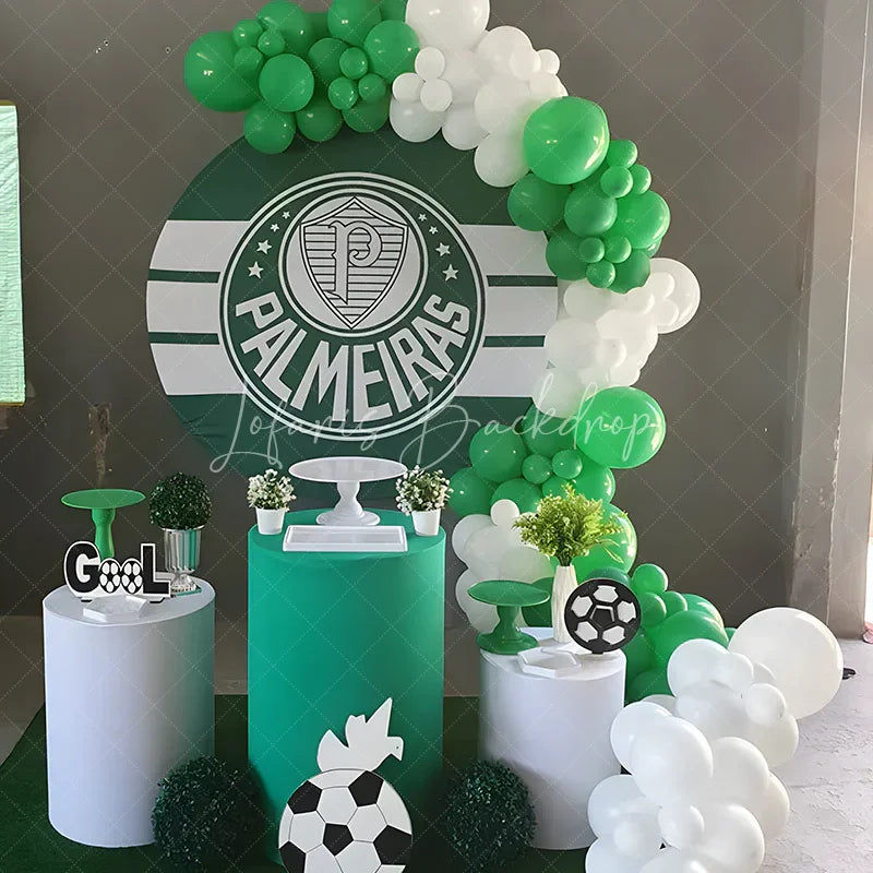 Lofaris Palmeiras Football Club Inspired Round Backdrop Kit Brazilian Soccer Team Logo Sports Birthday Party Decor