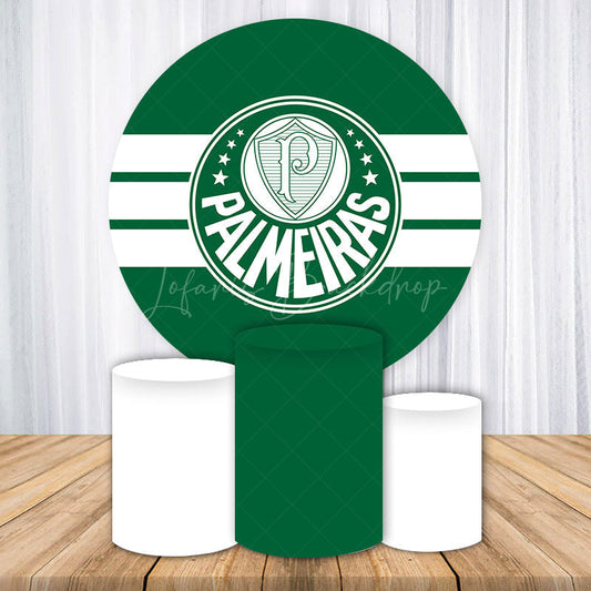 Lofaris Palmeiras Football Club Inspired Round Backdrop Kit Brazilian Soccer Team Logo Sports Birthday Party Decor