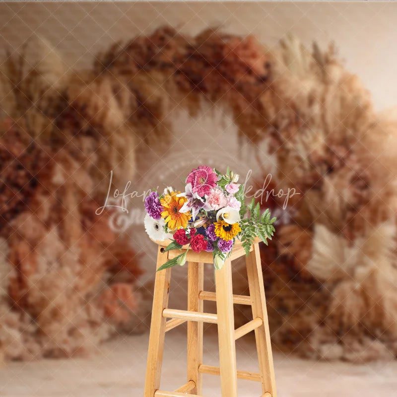 Lofaris Pampas Grass Arch Backdrop Boho Wedding Decor Neutral Dried Photo Booth Prop for Bridal Shower