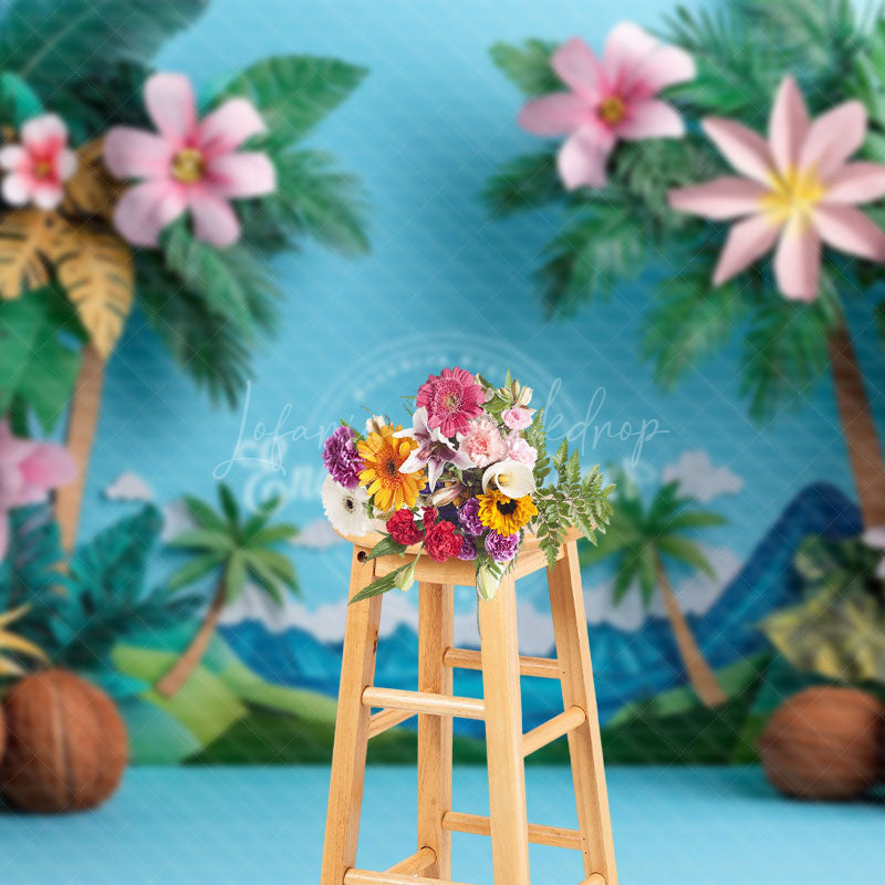 Lofaris Paper Cut Flowers Balloons Hawaii Summer Backdrop