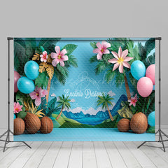 Lofaris Paper Cut Flowers Balloons Hawaii Summer Backdrop