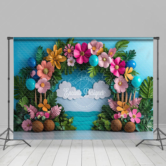 Lofaris Paper Cut Hawaii Flowers Summer Photography Backdrop