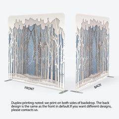 Lofaris Paper Cut Winter Forest Double-Sided Tension Fabric Backdrop Birch Trees in Snow Holiday Party Photo Booth