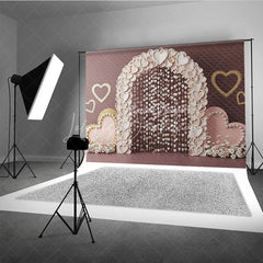 Lofaris Paper Heart Arch Valentine Day Backdrop Hanging Hearts Beads Pink Background Romantic Wedding Photography Decor