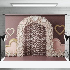 Lofaris Paper Heart Arch Valentine Day Backdrop Hanging Hearts Beads Pink Background Romantic Wedding Photography Decor