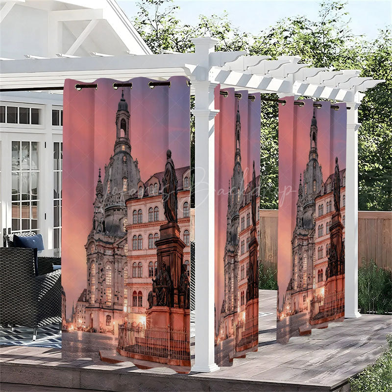 Lofaris Parisian Night Waterproof Printed Outdoor Curtains