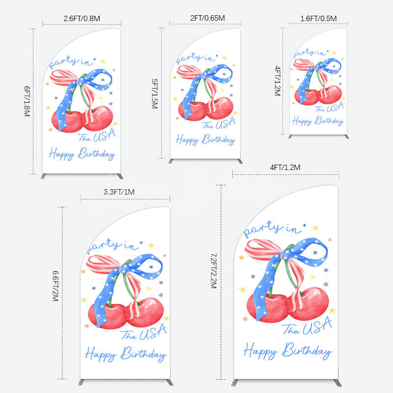 Lofaris Party In The Usa Apple Bow Birthday Half Moon Arch Backdrop