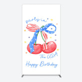 Lofaris Party In The Usa Apple Bow Birthday Rectangle Backdrop