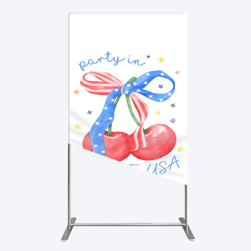 Lofaris Party In The Usa Apple Bow Birthday Rectangle Backdrop