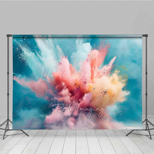 Lofaris Pastel Color Powder Explosion Photography Backdrop Pink Blue Splash Art Photo Background Gender Reveal Smoke Booth Prop