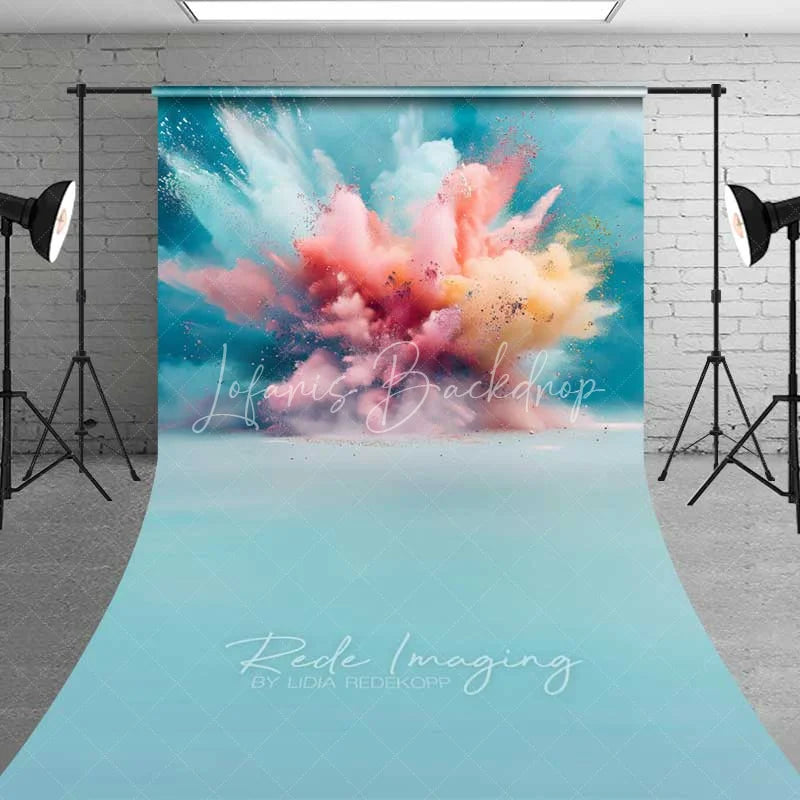 Lofaris Pastel Color Powder Explosion Sweep Photo Backdrop Pink Blue Splash Art Background Gender Reveal Smoke Floor Prop