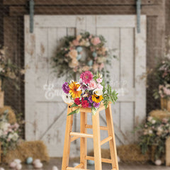 Lofaris Pastel Eggs Floral Door Easter Festival Backdrop