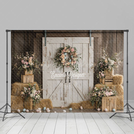 Lofaris Pastel Eggs Floral Door Easter Festival Backdrop