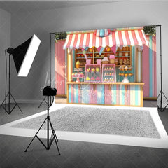 Lofaris Pastel Ice Cream Stand Cake Smash Backdrop Sweet Cupcakes and Candy Shop Photography Studio Background