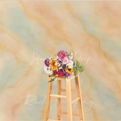 Lofaris Pastel Peach and Blue Abstract Watercolor Photography Backdrop Elegant Gold Veins Artistic Studio Prop