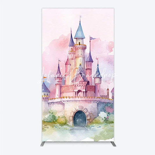 Lofaris Pastel Pink and Purple Watercolor Castle Fairytale Rectangle Arch Backdrop Dreamy Princess Birthday Party Decor