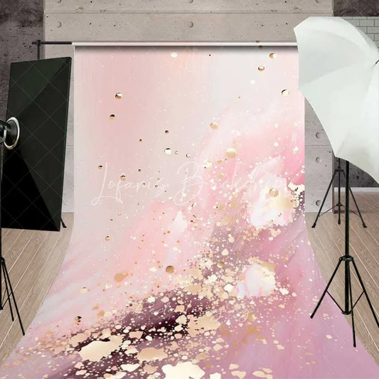 Lofaris Pastel Pink Fluid Art and Luxury Gold Glitter Backdrop Soft Abstract Watercolor Photography Background