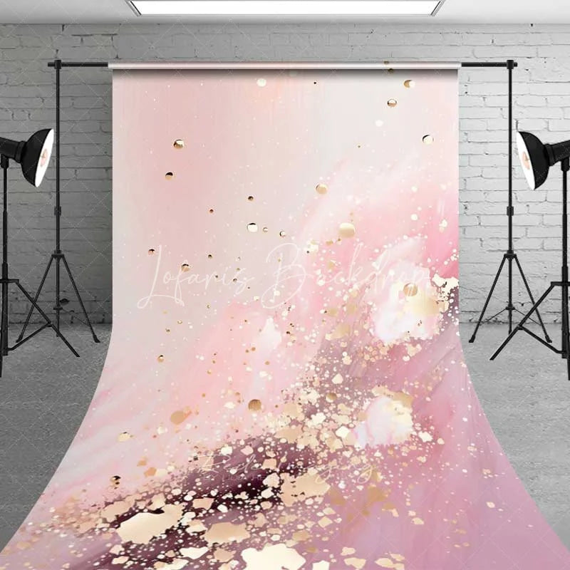 Lofaris Pastel Pink Fluid Art and Luxury Gold Glitter Backdrop Soft Abstract Watercolor Photography Background