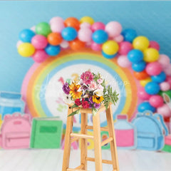 Lofaris Pastel Rainbow ABC 123 Back To School Backdrop Kindergarten Backpack Books Background Cute Photography Banner